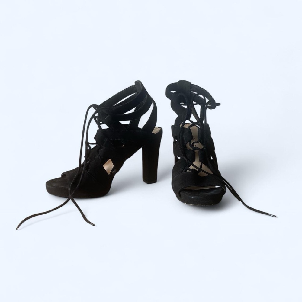 Via Spiga Black Suede Lace Up Platform
Heels Sandals Size 6.5